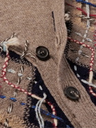 Maison Margiela - Distressed Embroidered Argyle Wool-Blend Cardigan - Brown