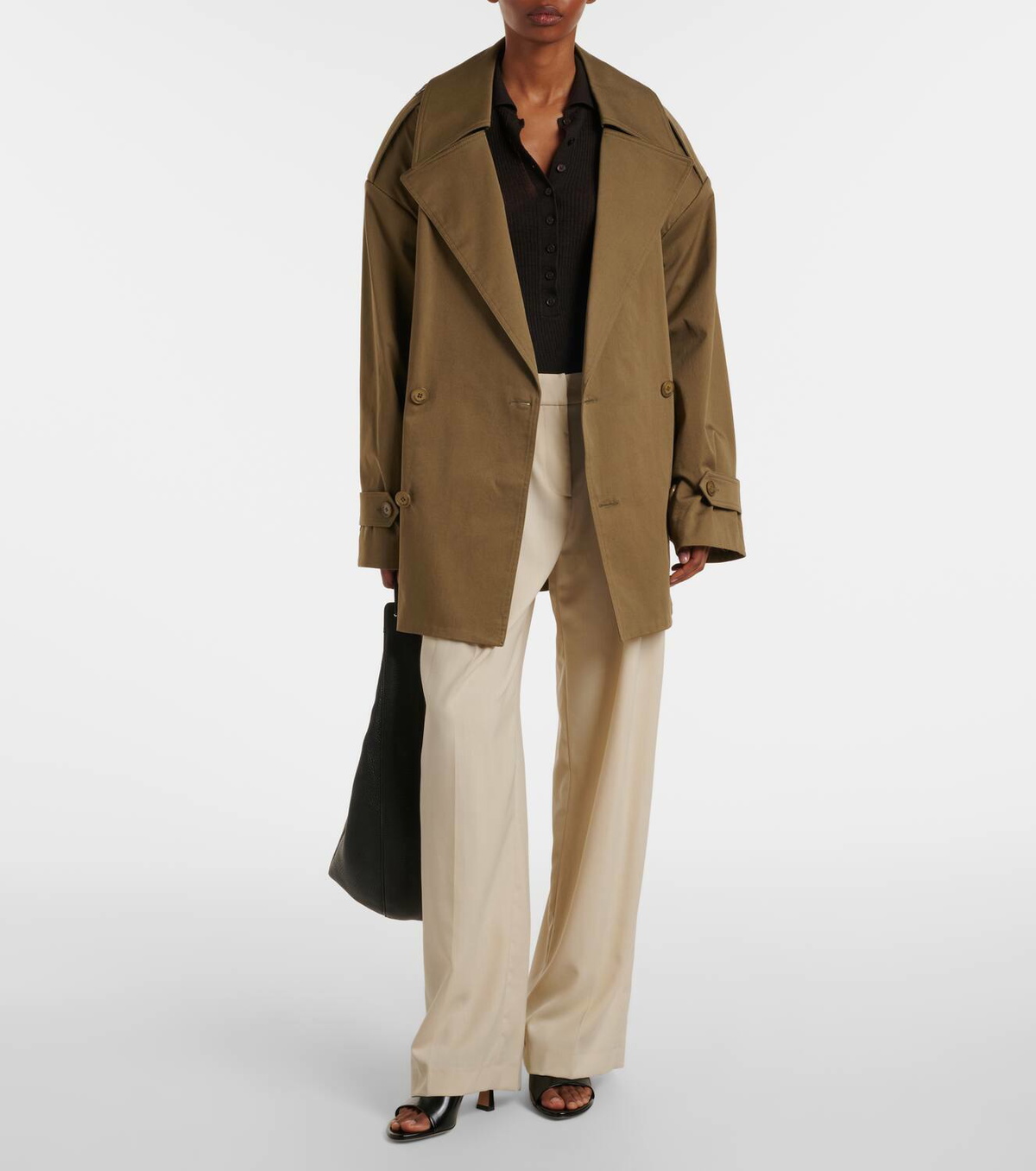 トレンチコート The Frankie Shop Zurich Trench Coat Zurich Oversized Short Trench - Cement – The Frankie Shop