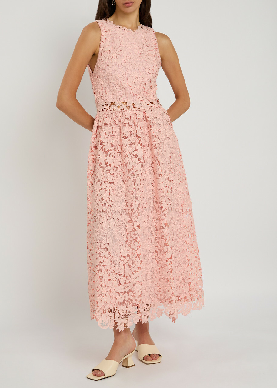 Alice + Olivia Babette Guipure-lace Midi Dress Light Pink Alice + Olivia Alice + Olivia Babette Guipure-lace Midi Dress Light Pink Alice + Olivia