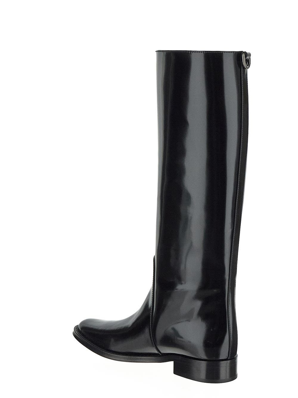 ■Saint Laurent■ Glazed Leather Hunt Boots Black 755237AAAP Saint Laurent Hunt Boots In Glaze Leather Saint Laurent