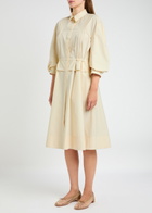 Moncler Cotton-poplin Midi Shirt Dress Ivory