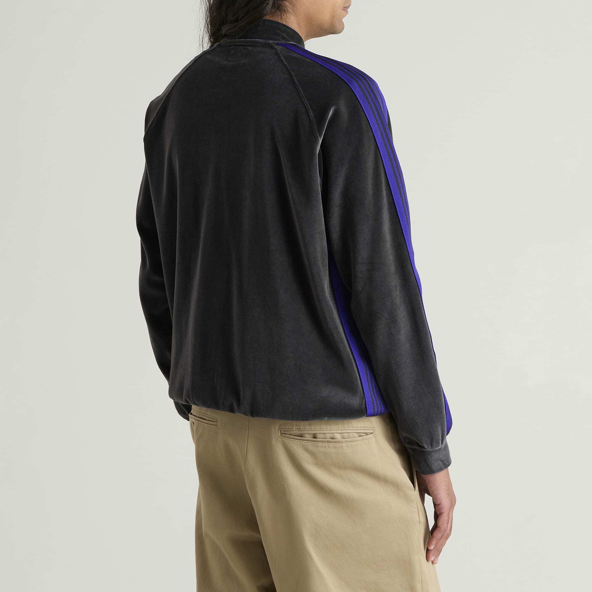 Needles Men's Velour Rib Collar Track Jacket in Charcoal