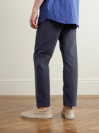 Mr P. - Straight-Leg Garment-Dyed Cotton Cargo Trousers - Blue