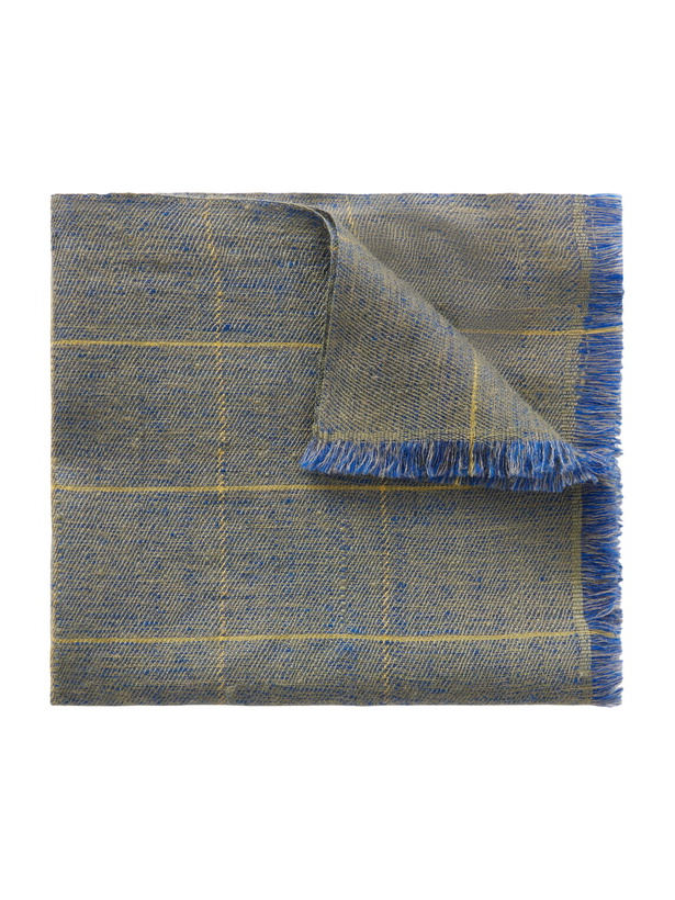Photo: Anderson & Sheppard - Frayed Checked Cashmere-Twill Pocket Square - Yellow