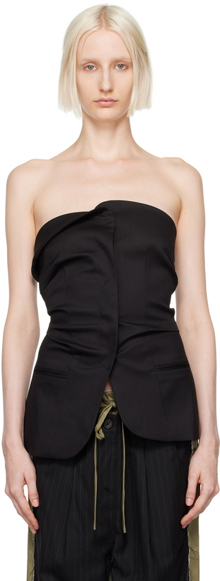 Photo: OPEN YY Black Unbalanced Tank Top