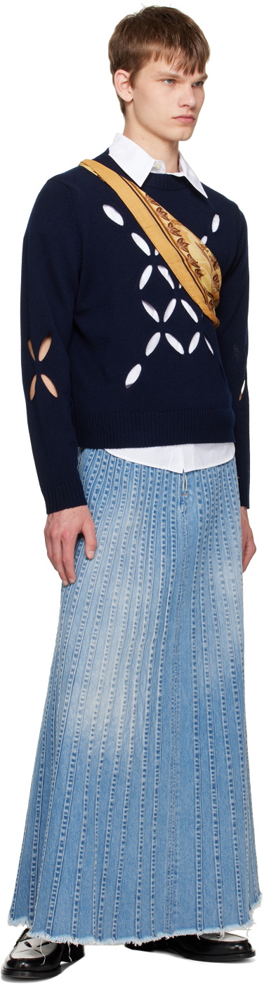 Stefan Cooke Navy Slashed Sweater Stefan Cooke