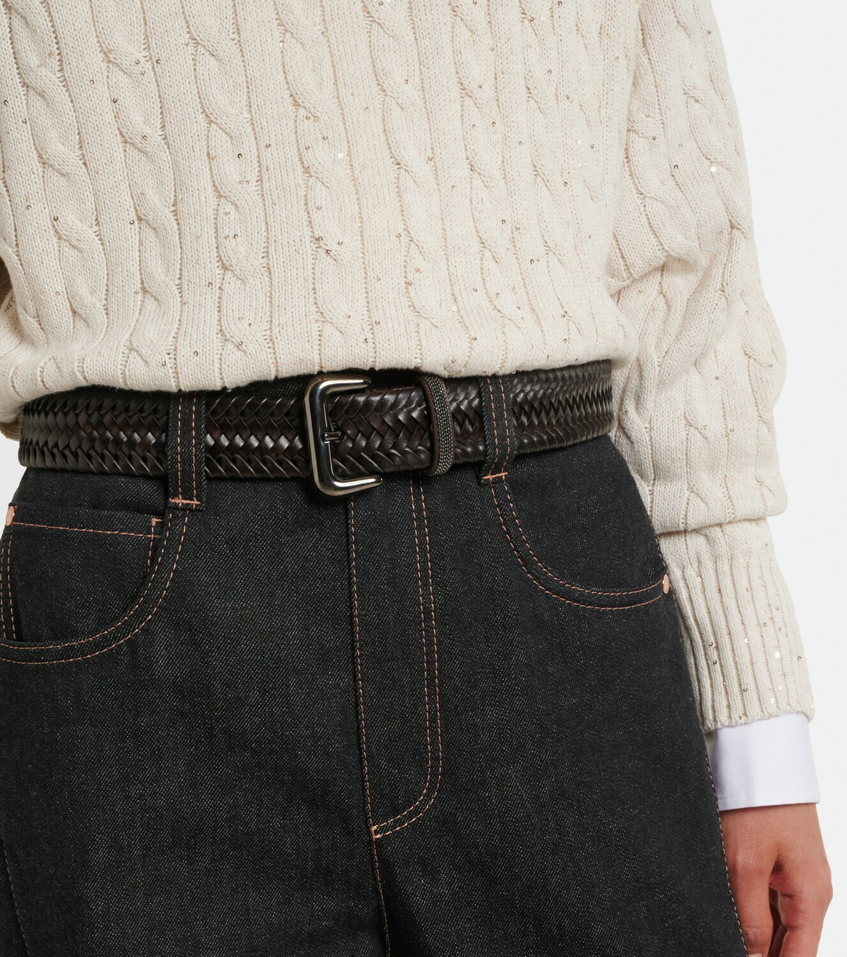 Brunello Cucinelli Monili braided leather belt