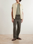 James Perse - Straight-Leg Garment-Dyed Linen Drawstring Trousers - Green