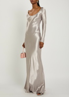 Anna October Margit Open-back Satin Gown Silver