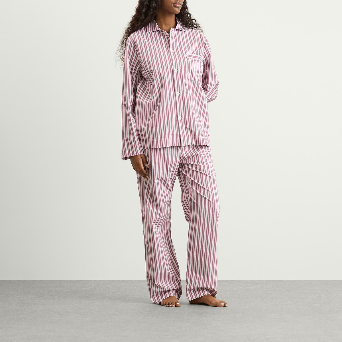 Tekla Fabrics Sleep Pant in Rhubarb Stripes