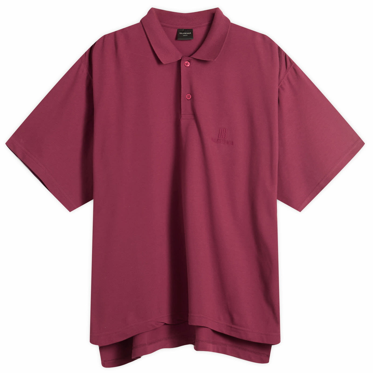 Balenciaga Men's Nano BB Logo Pique Al Short Sleeve Regular Polo in Bordeaux
