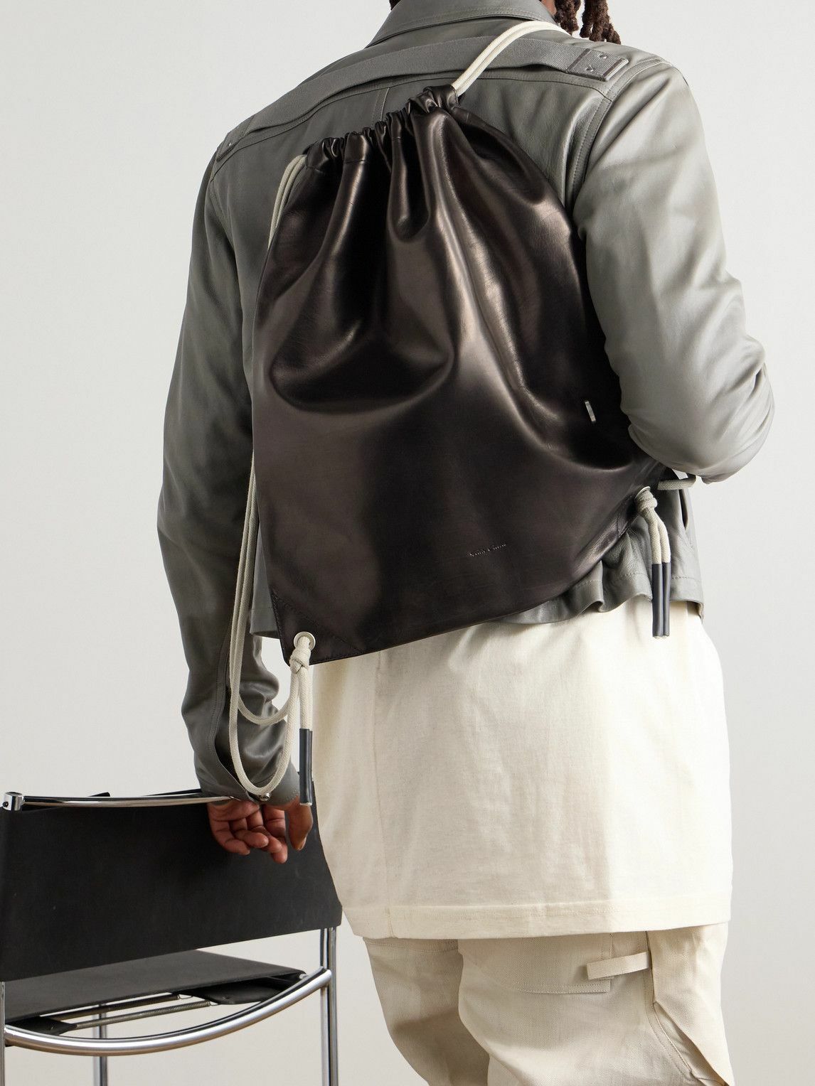 Rick Owens - Embellished Leather Drawstring Backpack Rick Owens