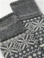 Corgi - Fair Isle Merino Wool and Cotton-Blend Jacquard Socks - Gray
