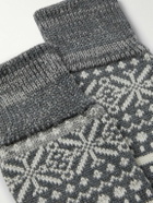 Corgi - Fair Isle Merino Wool and Cotton-Blend Jacquard Socks - Gray