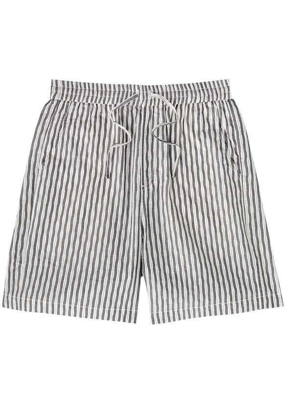 Photo: Percival Aegean Striped Cotton Shorts Black