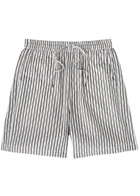 Percival Aegean Striped Cotton Shorts Black