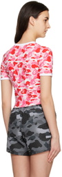 BAPE Pink & Red One Point ABC T-Shirt