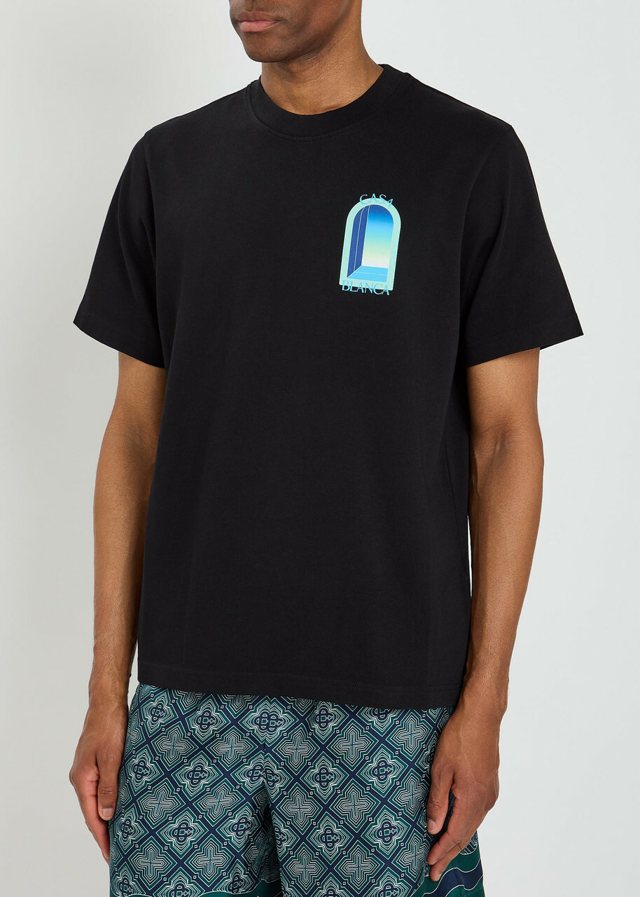 Casablanca Gradient Arch Printed Cotton T-shirt Black
