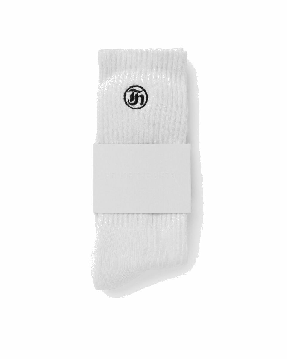 Photo: Honor The Gift Stamp Ribbed Sock White - Mens - Socks