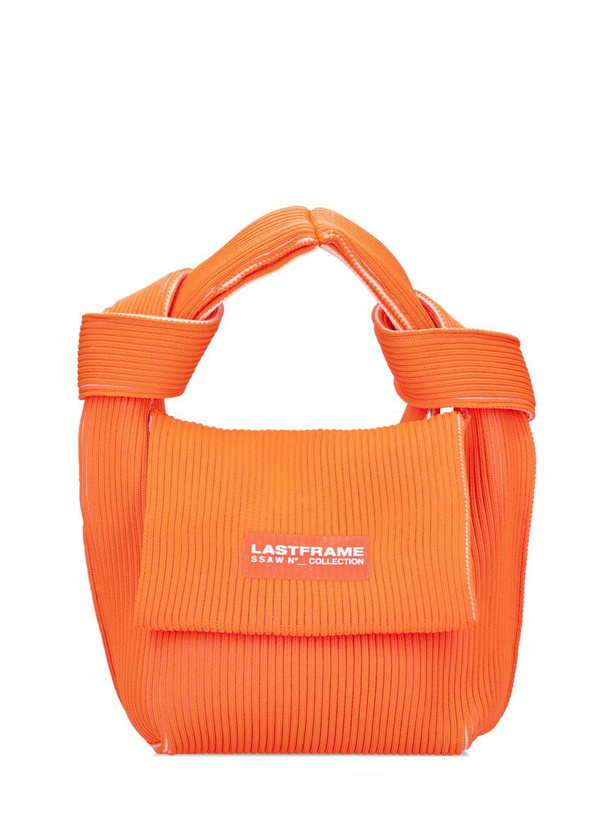Photo: LASTFRAME Two-tone Rib Knit Obi Top Handle Bag