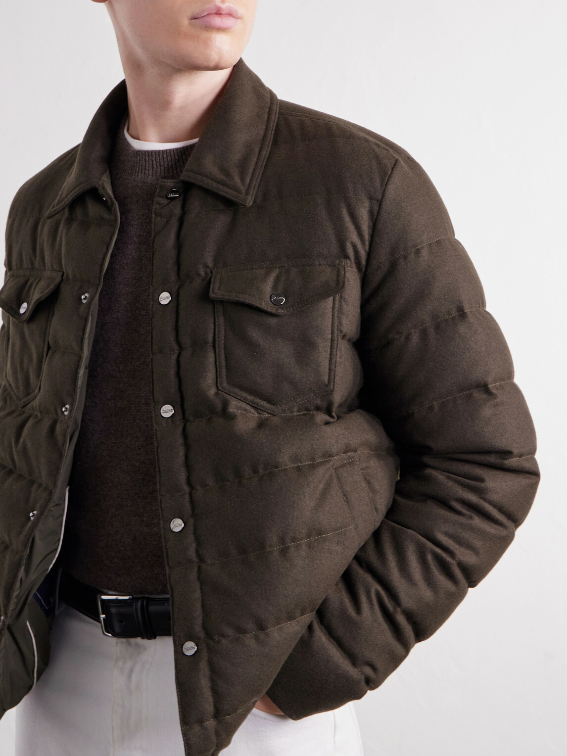 Herno - Quilted Flannel Down Jacket - Brown