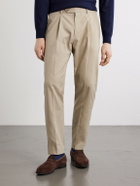 Paul Smith - Straight-Leg Pleated Organic Cotton-Twill Trousers - Brown