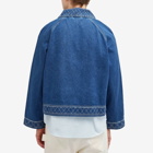 BODE Men's Embroidered Denim Jacket in Indigo