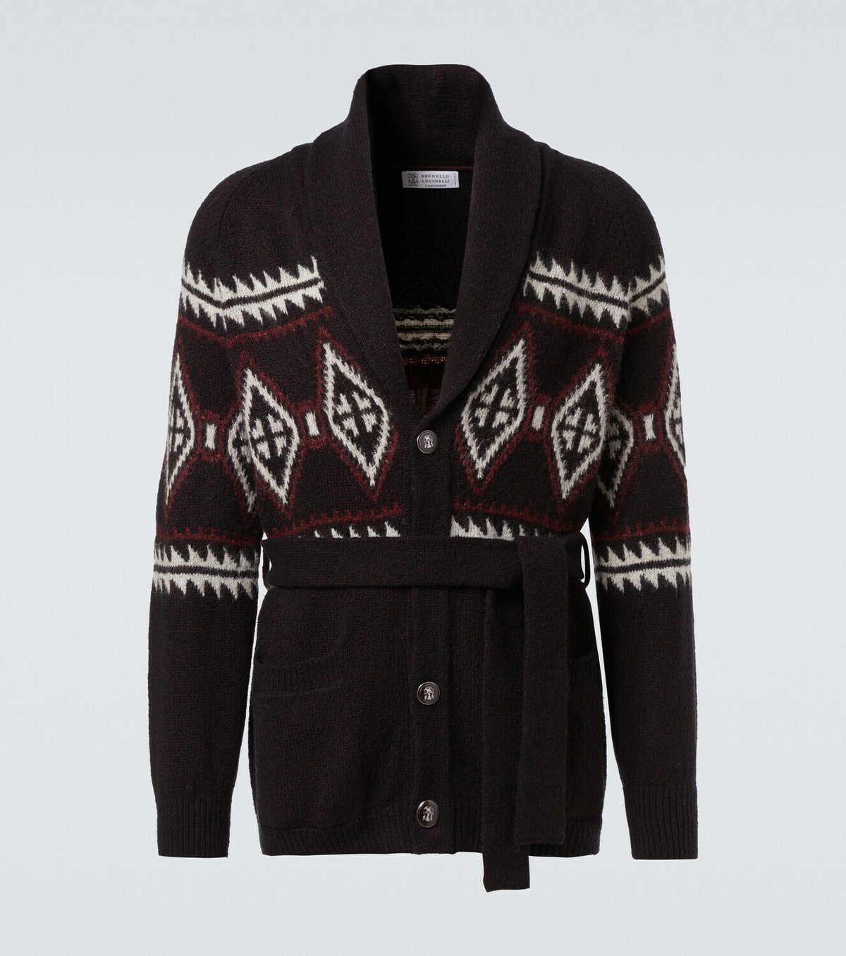 Brunello Cucinelli Jacquard wool, silk and cashmere cardigan