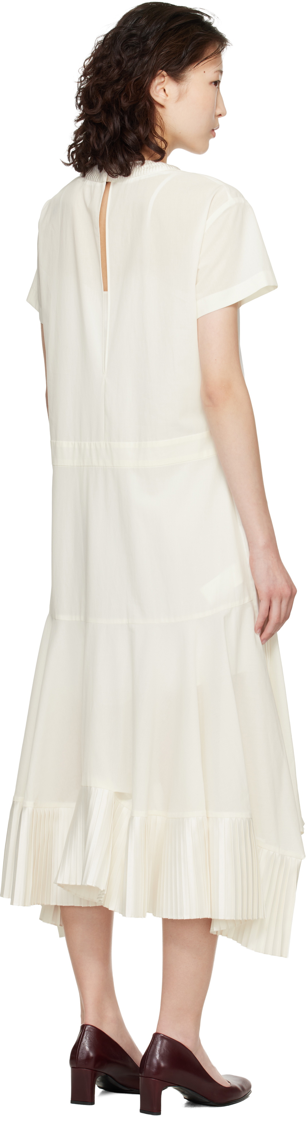 sacai Off-White Cotton Broadcloth Midi Dress