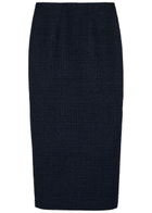 Roland Mouret Ceremony Metallized Bouclé Midi Skirt Navy