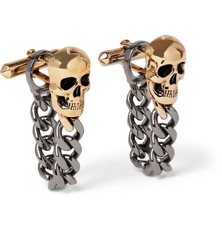 Photo: Alexander McQueen - Chain-Embellished Gold and Silver-Tone Cufflinks - Gold