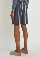 Smr Days Escubelle Striped Cotton and Linen-blend Shorts Navy