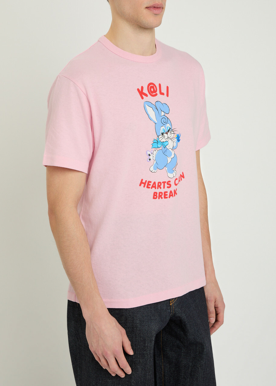 Kenzo Cartoon Printed Cotton T-shirt Pink