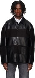 Solid Homme Black Block Leather Jacket