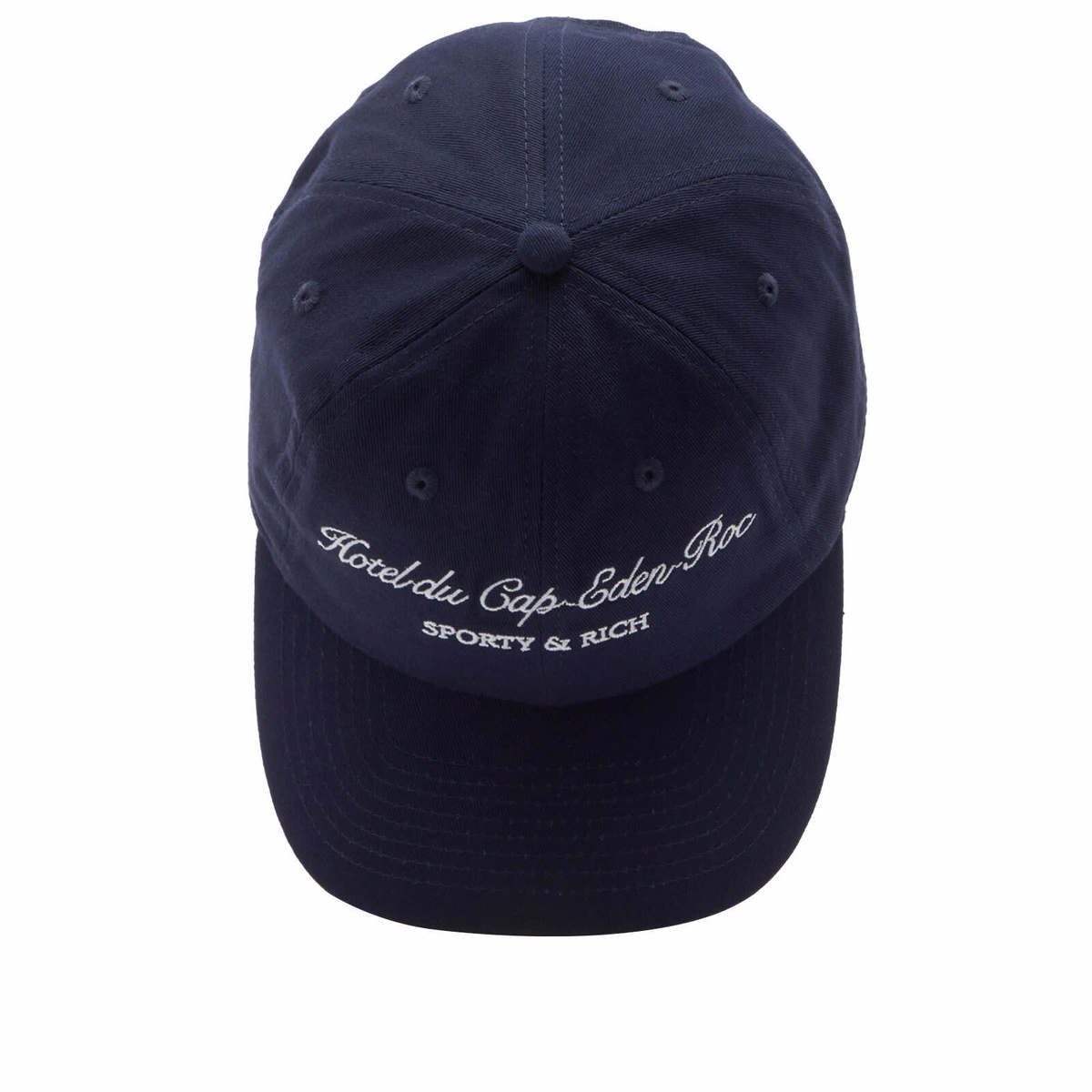 Sporty & Rich Women's Hotel du Cap Cursive Hat in Navy White 