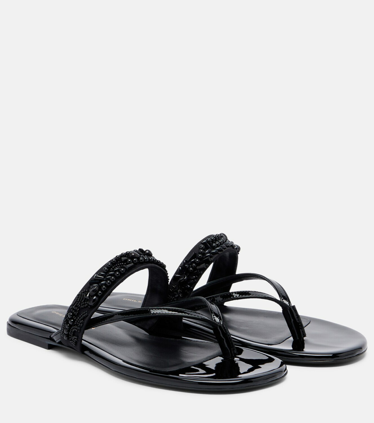 Dries Van Noten Embellished patent leather thong sandals