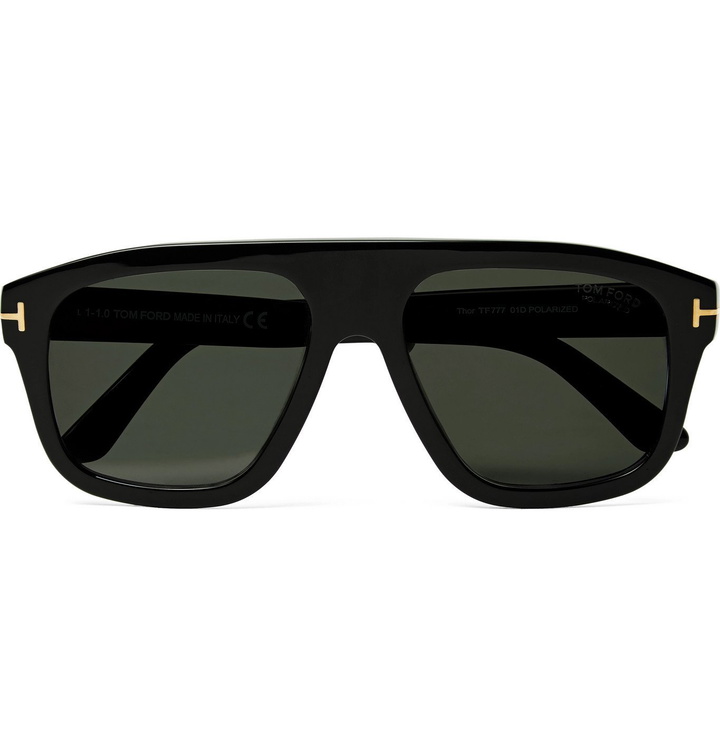 Photo: TOM FORD - D-Frame Acetate and Gold-Tone Polarised Sunglasses - Black