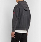 Cav Empt - Printed Embroidered Washed Loopback Cotton-Jersey Hoodie - Gray