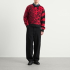 Aries Men's Brushed Leopard Jumper in Red/Brown