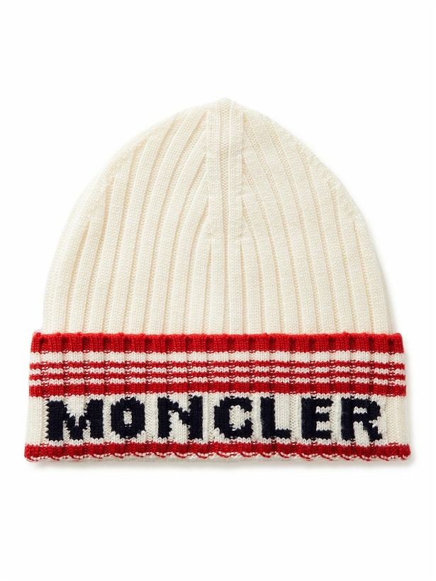 Photo: Moncler - Logo-Intarsia Ribbed Virgin Wool Beanie