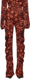 Jade Cropper Burgundy & Orange Twisted Trousers