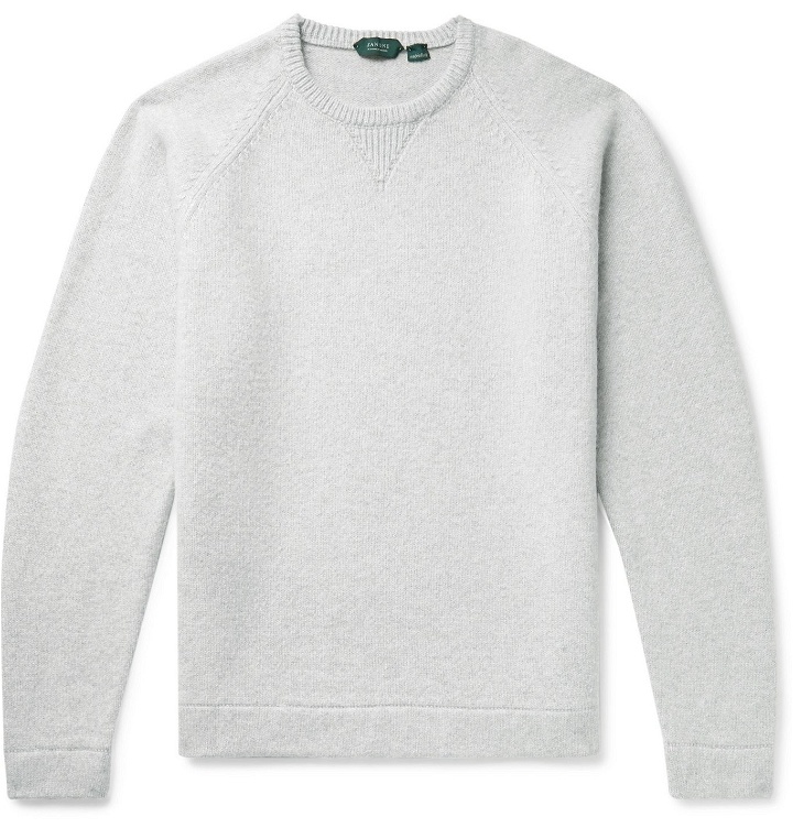 Photo: Incotex - Brushed Wool and Cashmere-Blend Sweater - Gray