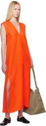 Studio Nicholson Orange Lise Linen Midi Dress