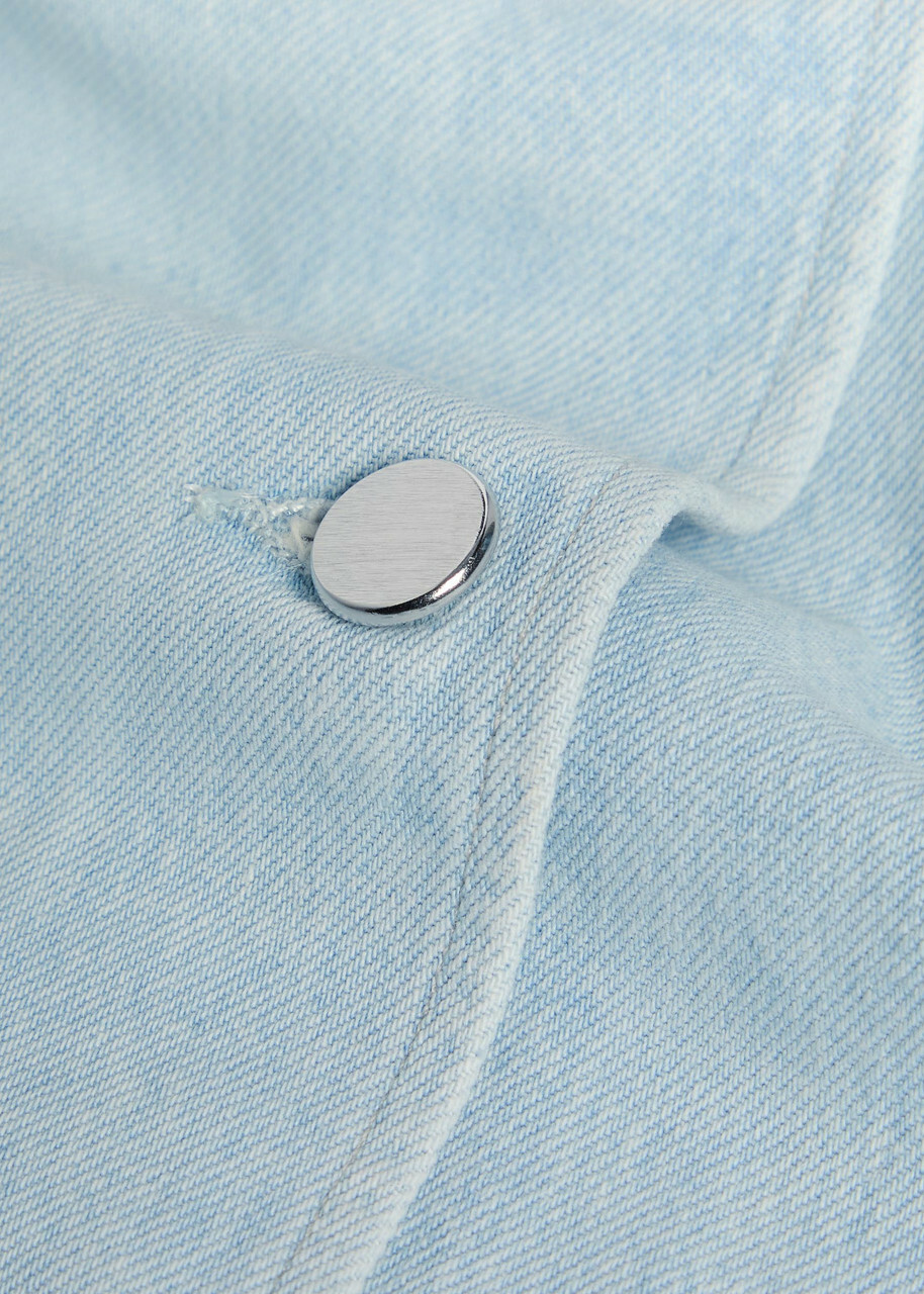 Agolde X Maria Mcmanus Leather-trim Denim Jacket Light Blue