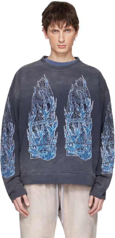 Photo: Who Decides War Navy Flame Glass Sweatshirt