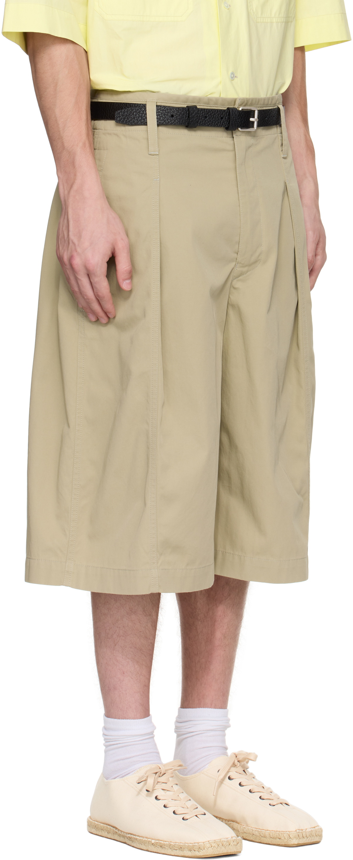 LEMAIRE Khaki Maxi Pleated Bermuda Shorts
