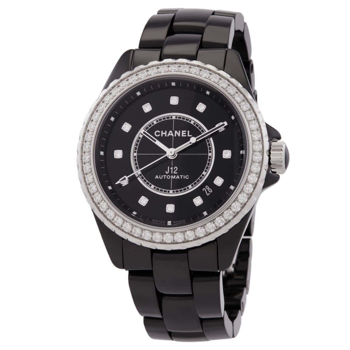 Chanel J12 Automatic Diamond Black Dial Ladies Watch H6526