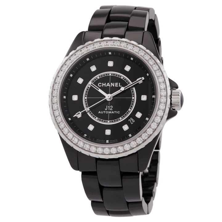 Photo: Chanel J12 Automatic Diamond Black Dial Ladies Watch H6526