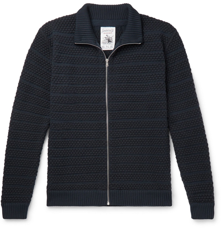 Photo: S.N.S. Herning - Virgin Wool Zip-Up Cardigan - Blue