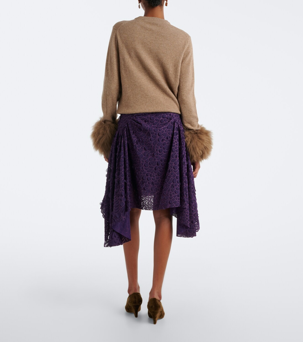 Jacques Wei Ruched leather-trimmed miniskirt